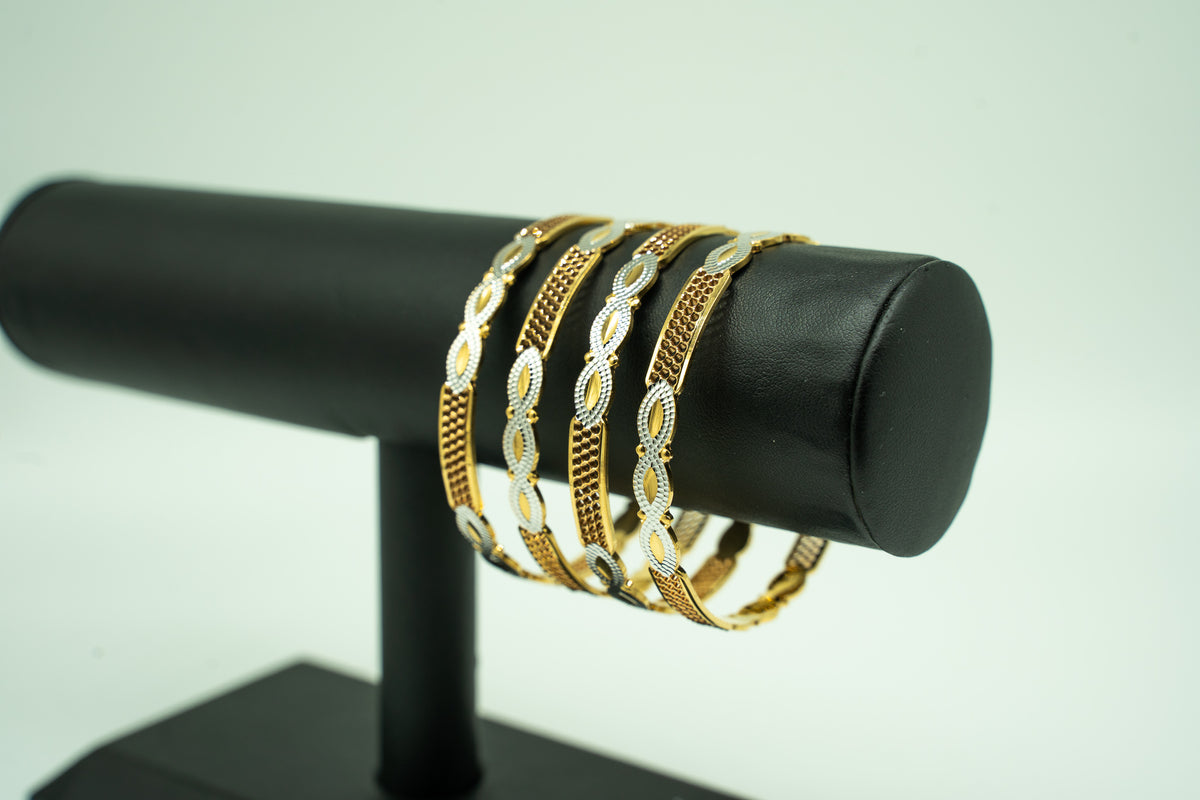 Infinity Design- Two Toned 22k Gold Set of 4 Bangles – Shri Krishna ...